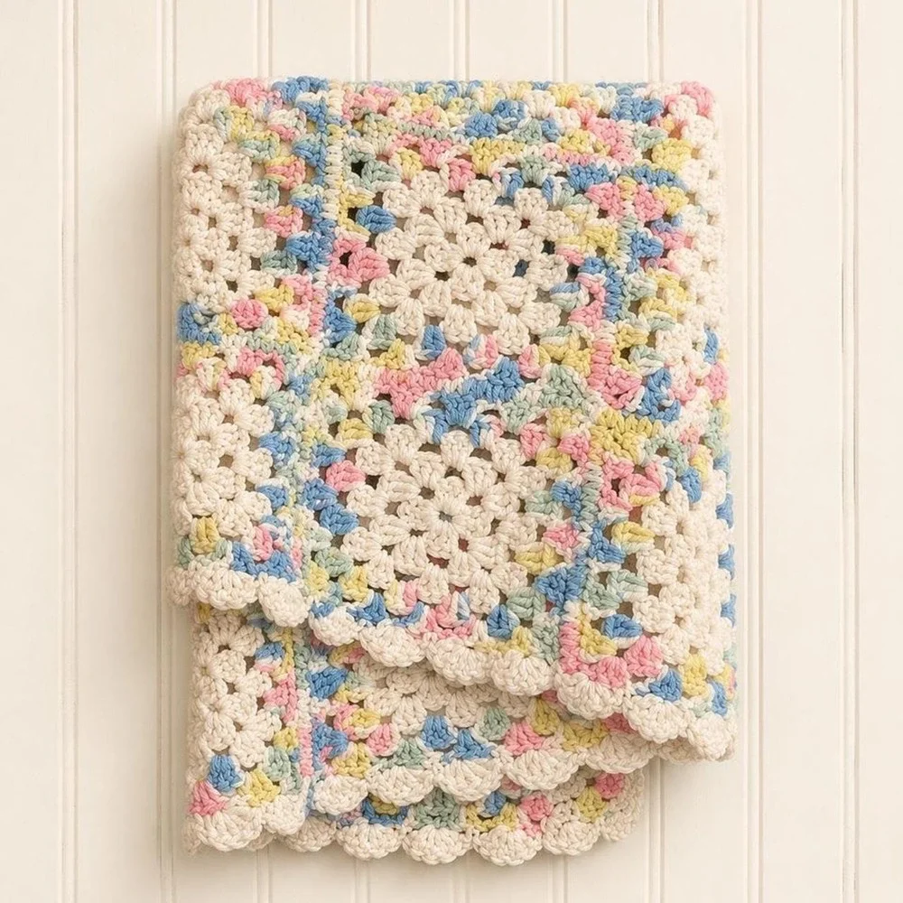 Handknit Colorful Crochet Blanket